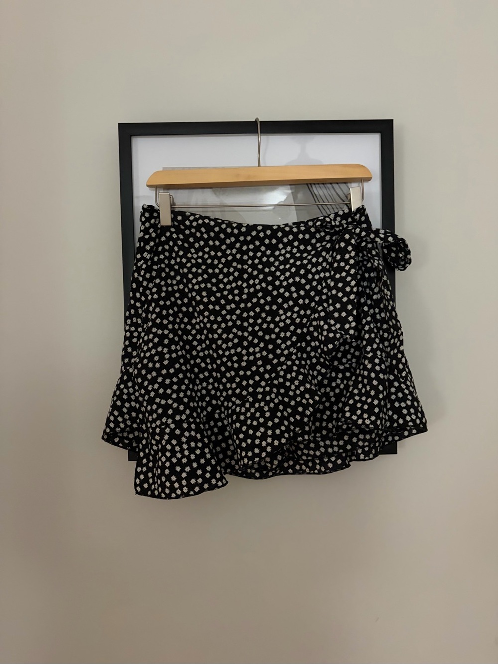 Black Polka Dot Wrap Mini Skirt